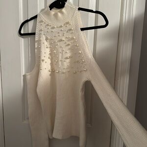 Pearl Cold Shoulder Knit Sweater